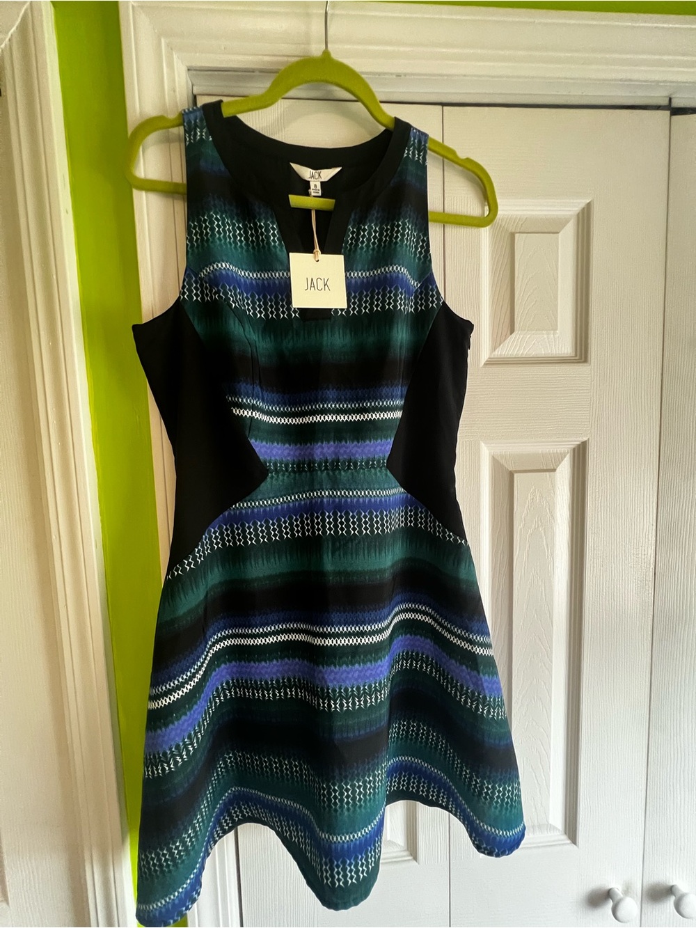 Jack by BB Dakota Teal, Blue & Black Fit-and-Flare Dress